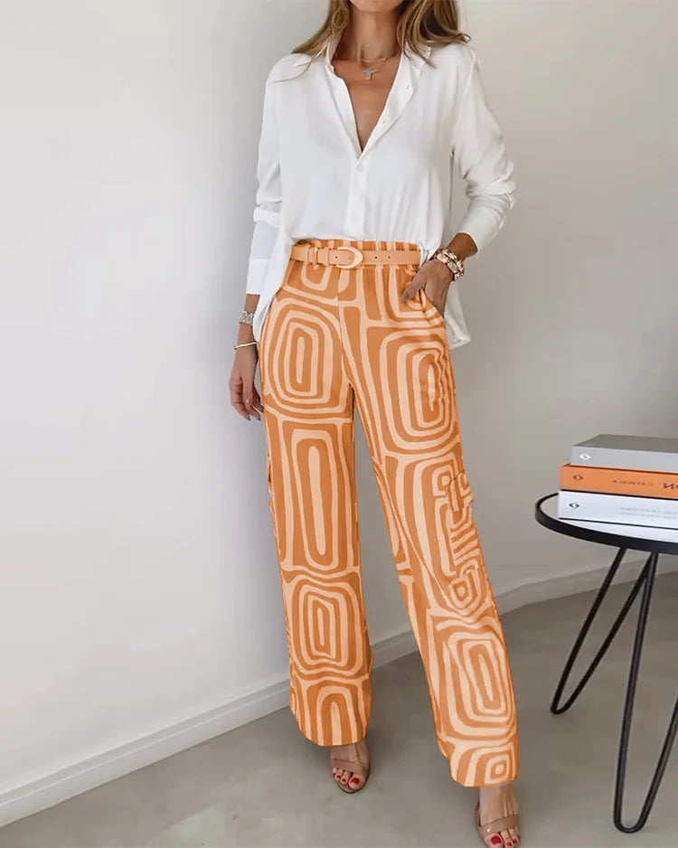 Mila™ | Stylish Loose-Fit Shirt & Wide-Leg Pants Set