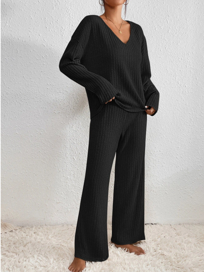 Natalie ™ | V-Neck Ribbed Knit Lounge Set