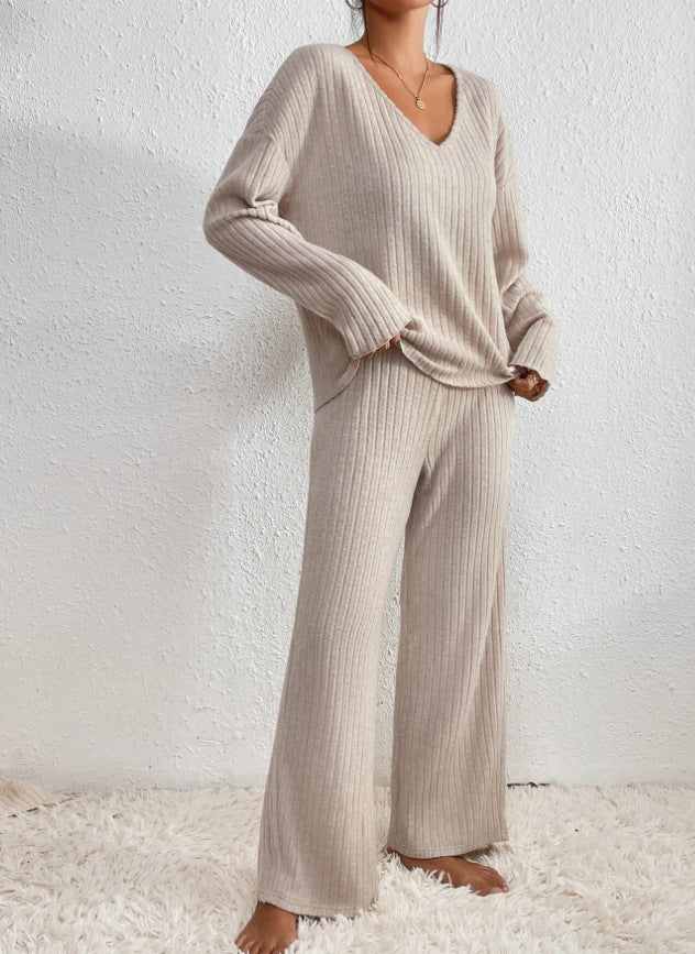 Natalie ™ | V-Neck Ribbed Knit Lounge Set