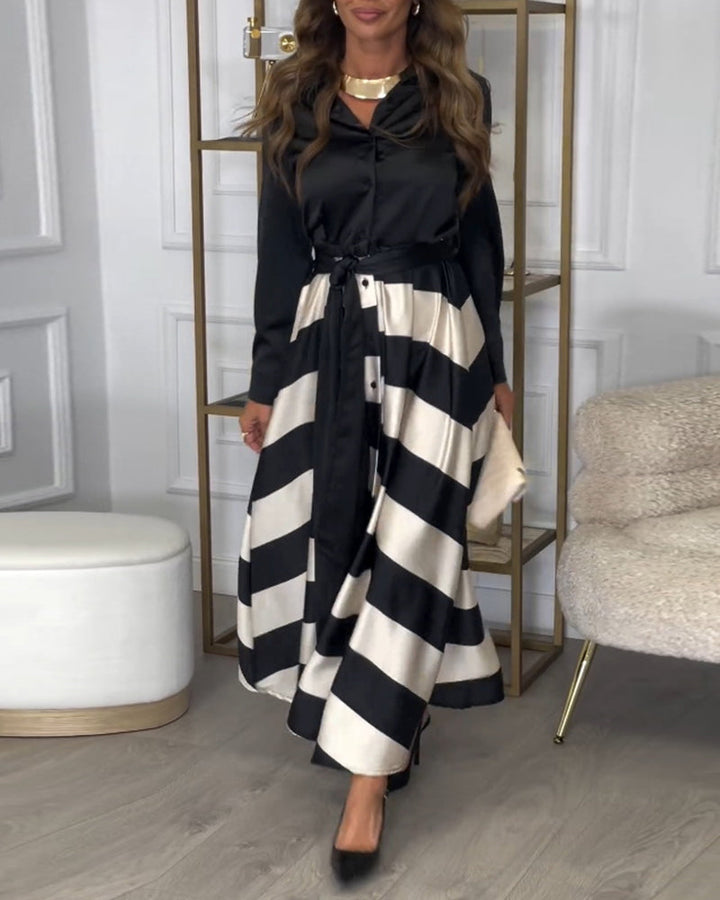 Sophie ™ | Stylish Striped Belted Maxi Dress