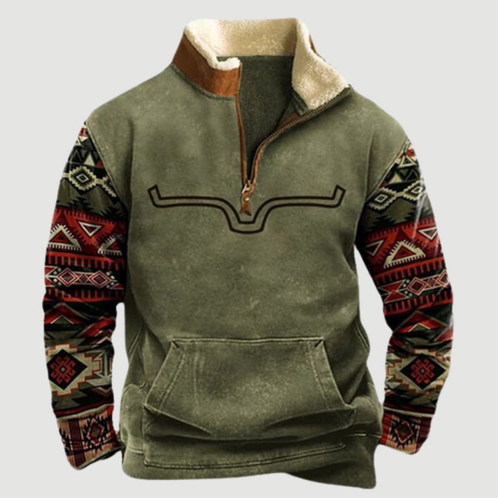 Kjeld ™ | Cozy Moose Print Half-Zip Sweater