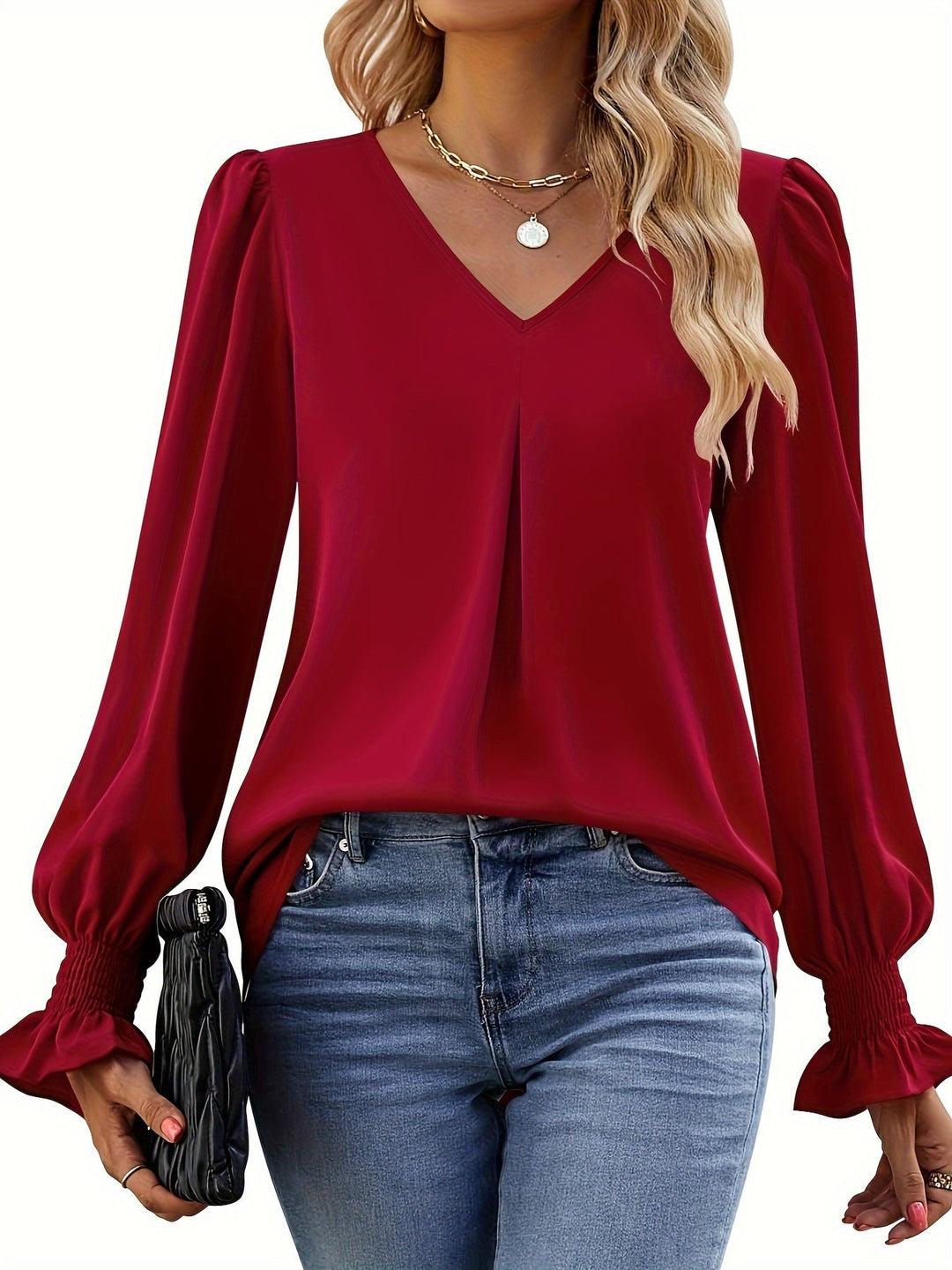 Daisy ™ | Chic V-Neck Puff Sleeve Blouse