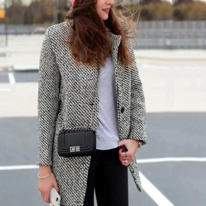 Amelia™ | Elegant Houndstooth Winter Coat