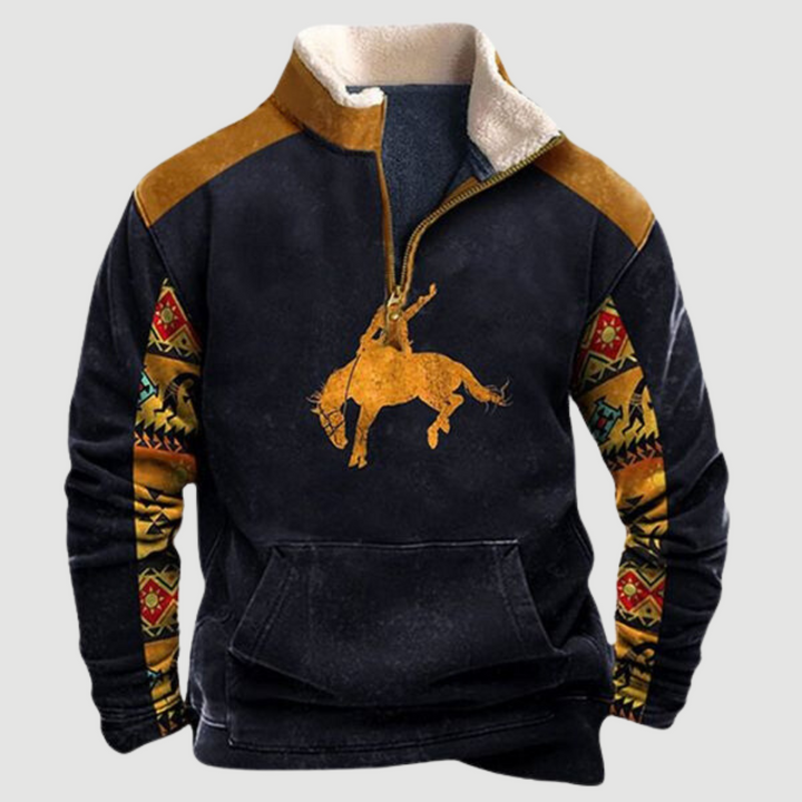 Kjeld ™ | Cozy Moose Print Half-Zip Sweater