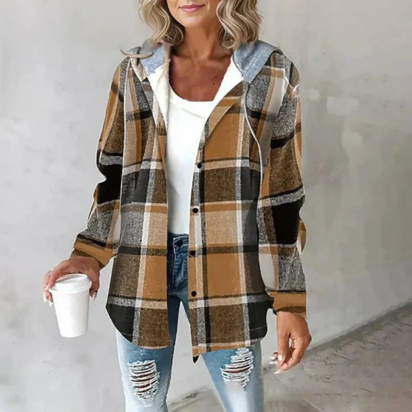 Maddie ™ | Casual Hoodie Checkered Shirt Jacket