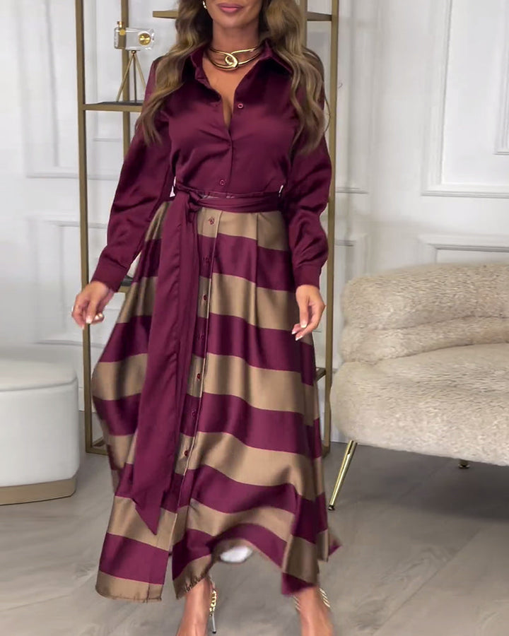 Sophie ™ | Stylish Striped Belted Maxi Dress