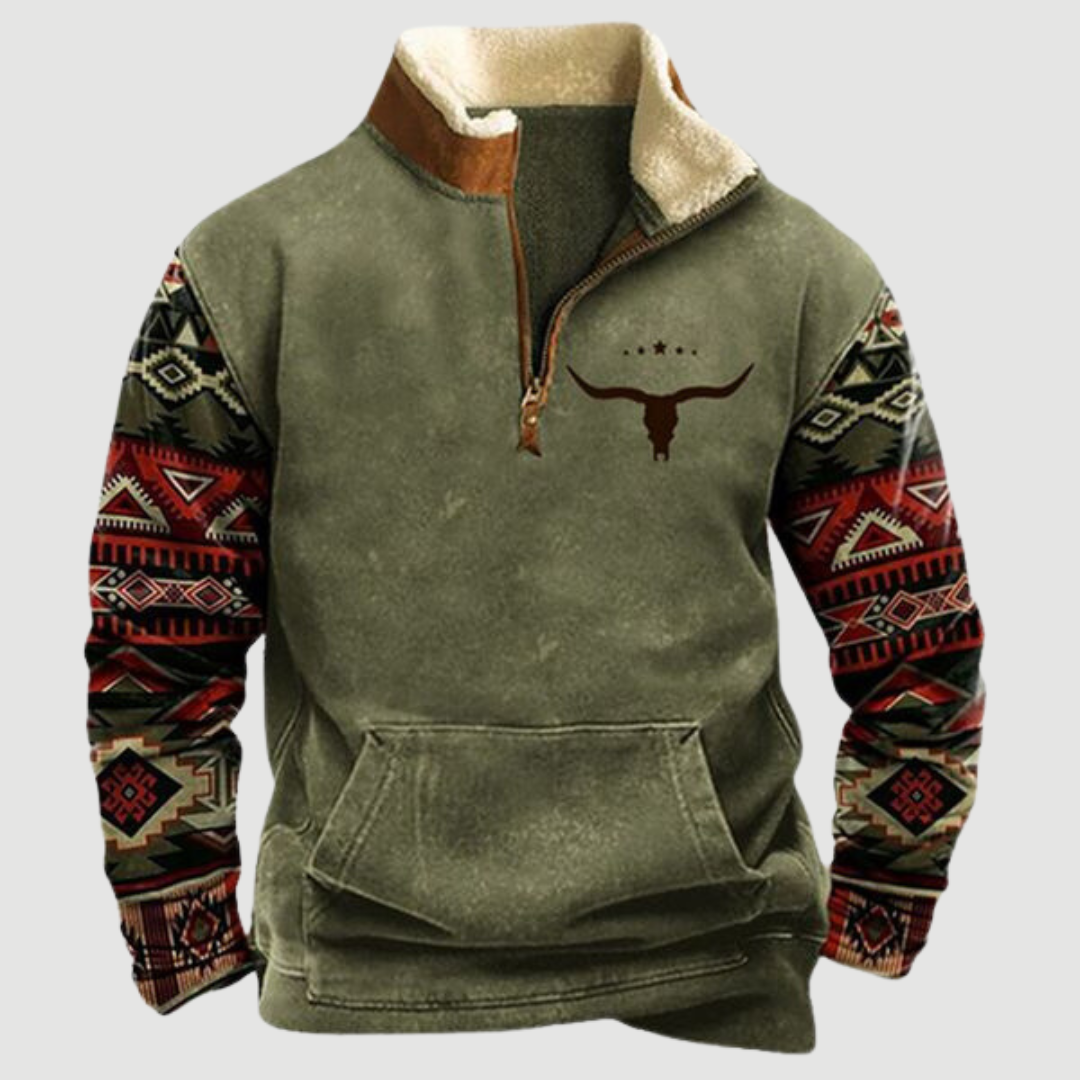 Kjeld ™ | Cozy Moose Print Half-Zip Sweater