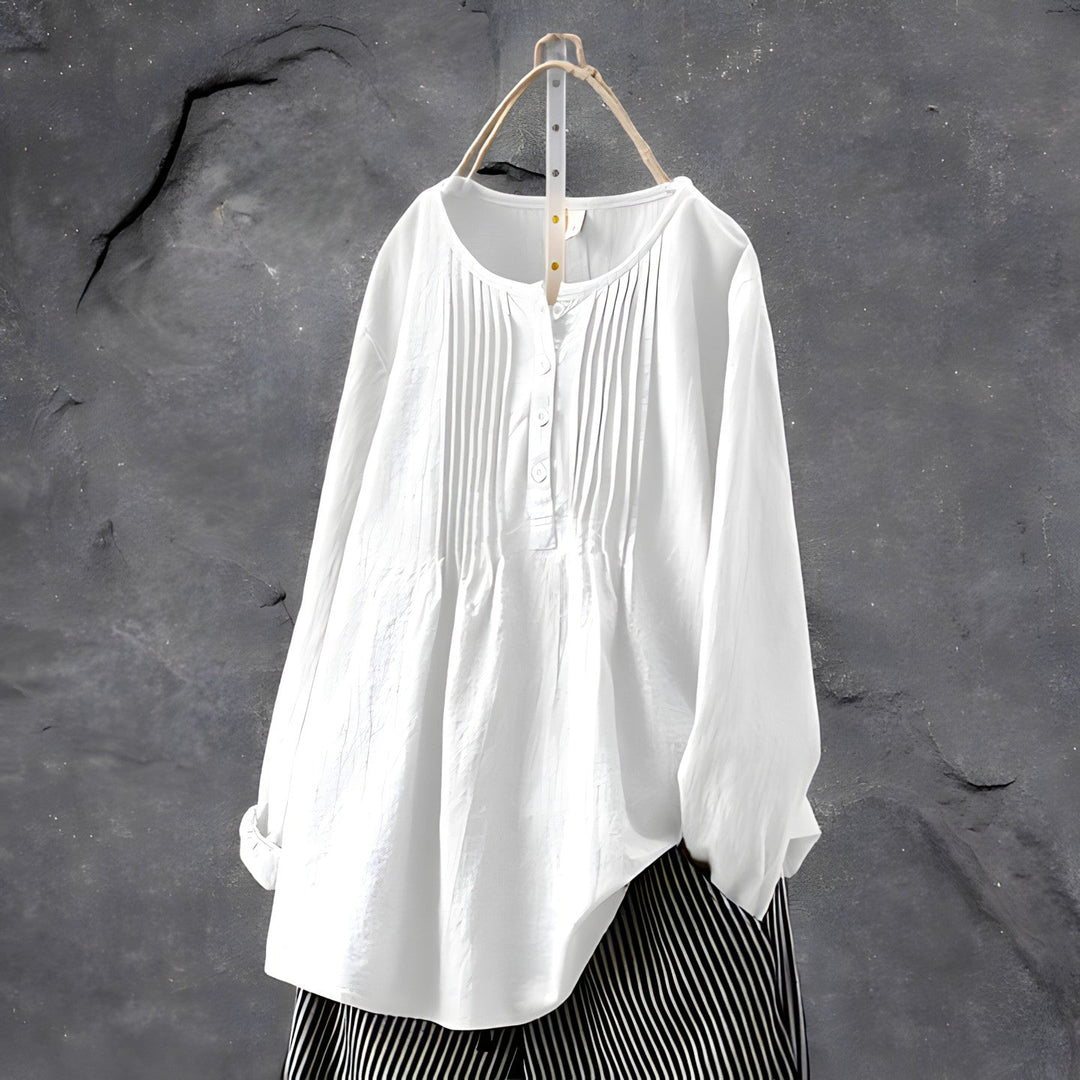 Ariadne™ | Flowy Pleated Button-Up Blouse