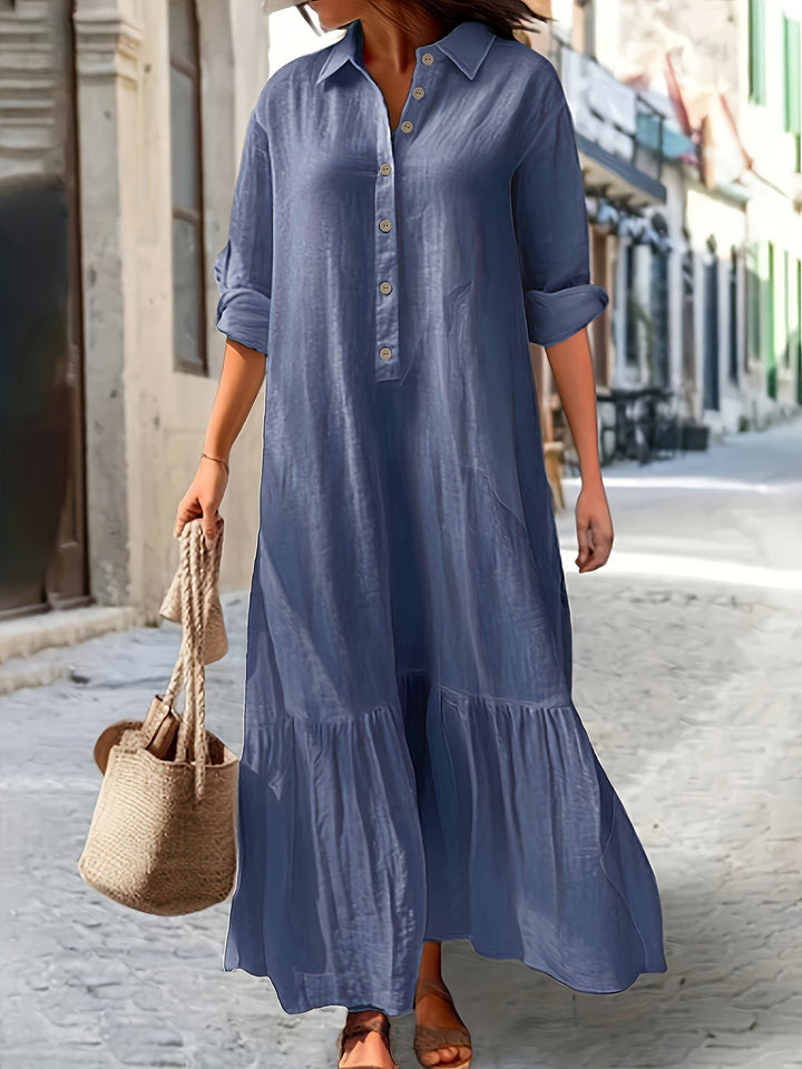 Lyra™ | Stylish Loose-Fit Button Down Maxi Dress