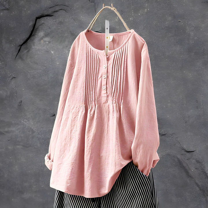 Ariadne™ | Flowy Pleated Button-Up Blouse