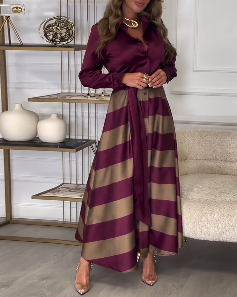 Sophie ™ | Stylish Striped Belted Maxi Dress