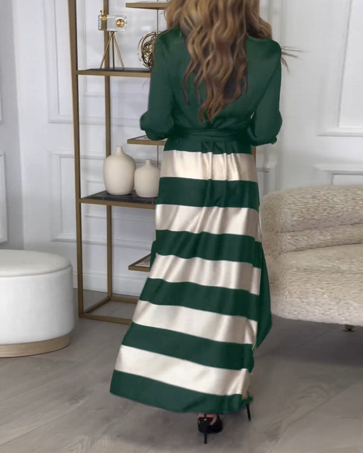 Sophie ™ | Stylish Striped Belted Maxi Dress