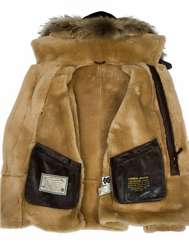 Edvard ™ | Classic Leather Shearling Hooded Jacket