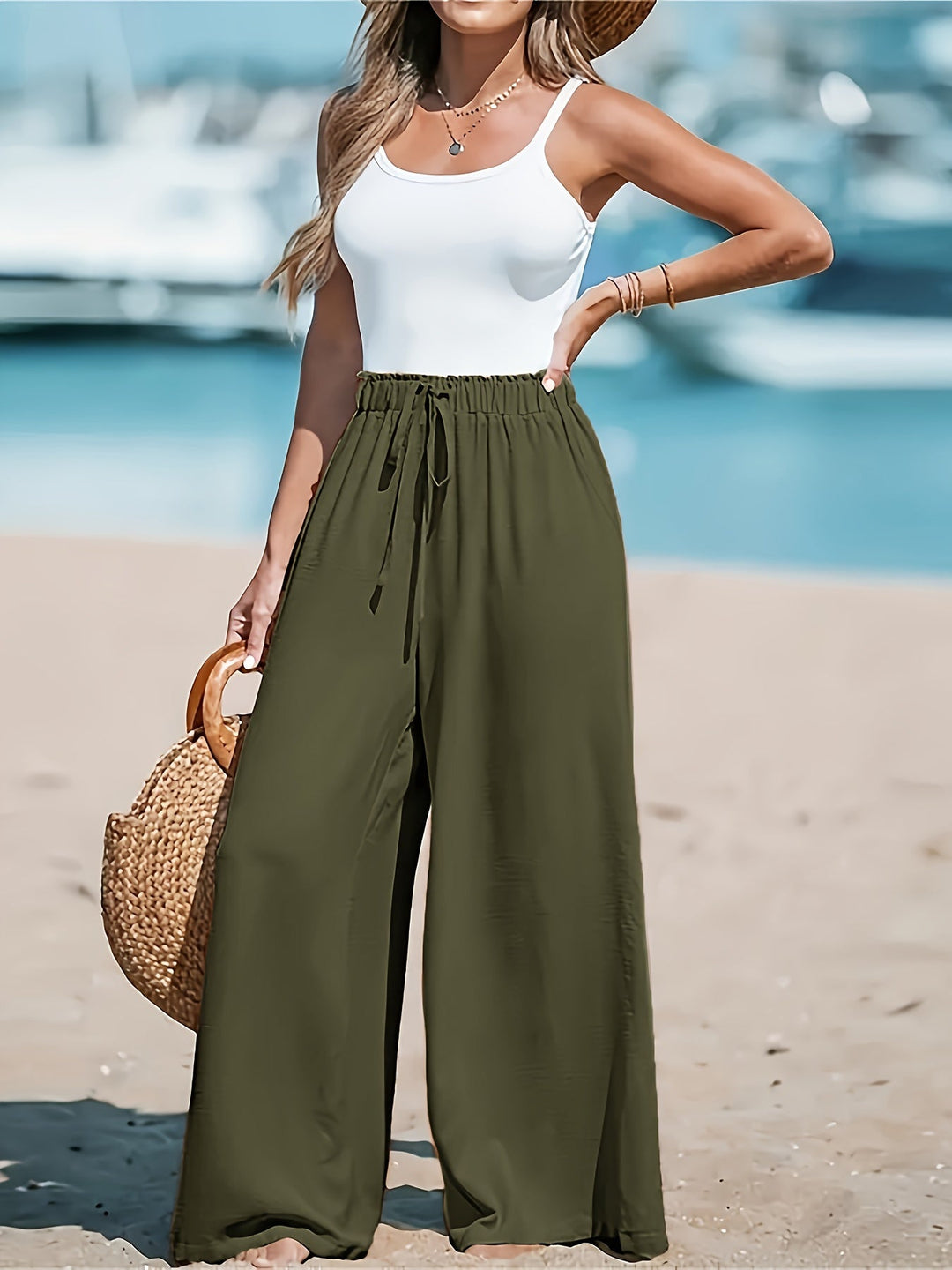 Rani ™ | High-Waisted Drawstring Palazzo Pants