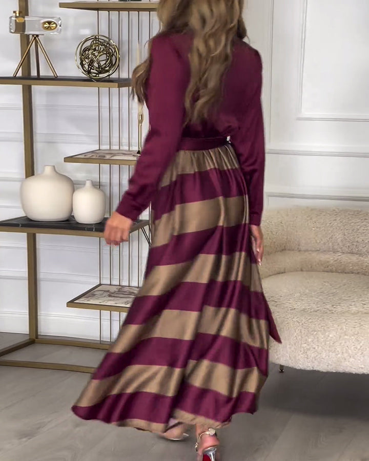 Sophie ™ | Stylish Striped Belted Maxi Dress