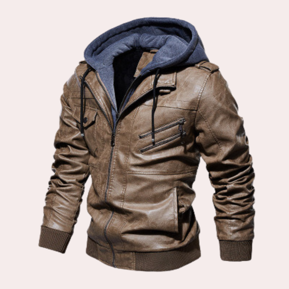 Morten ™ | Vintage Leather Hoodie Jacket