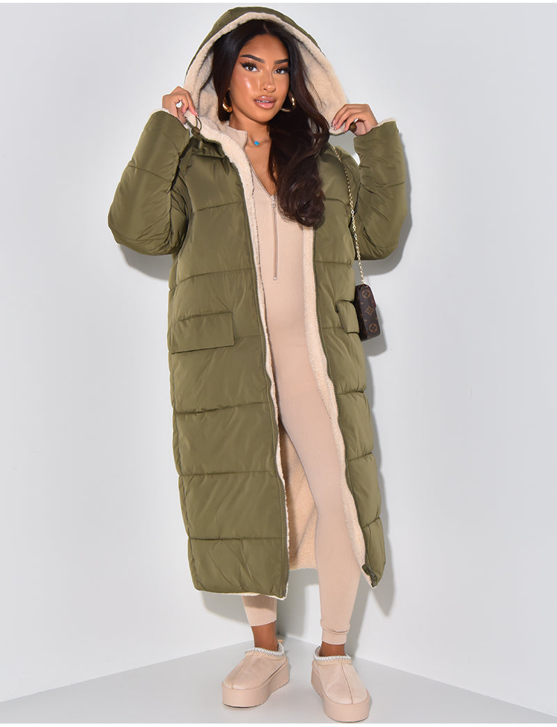 Scarlett ™ | Long Puffer Coat with Fleece Lining and Hood