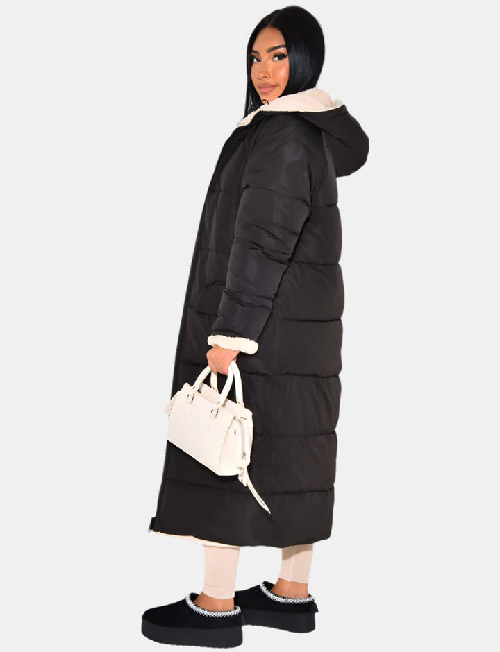 Scarlett ™ | Long Puffer Coat with Fleece Lining and Hood