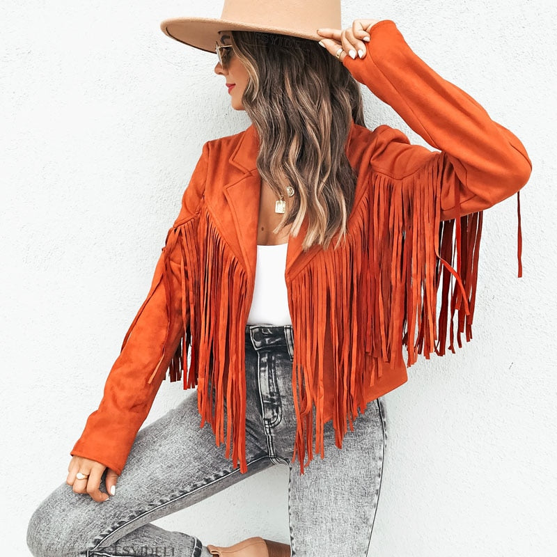 KATHERINA | Fashion Suede Fringed Jacket