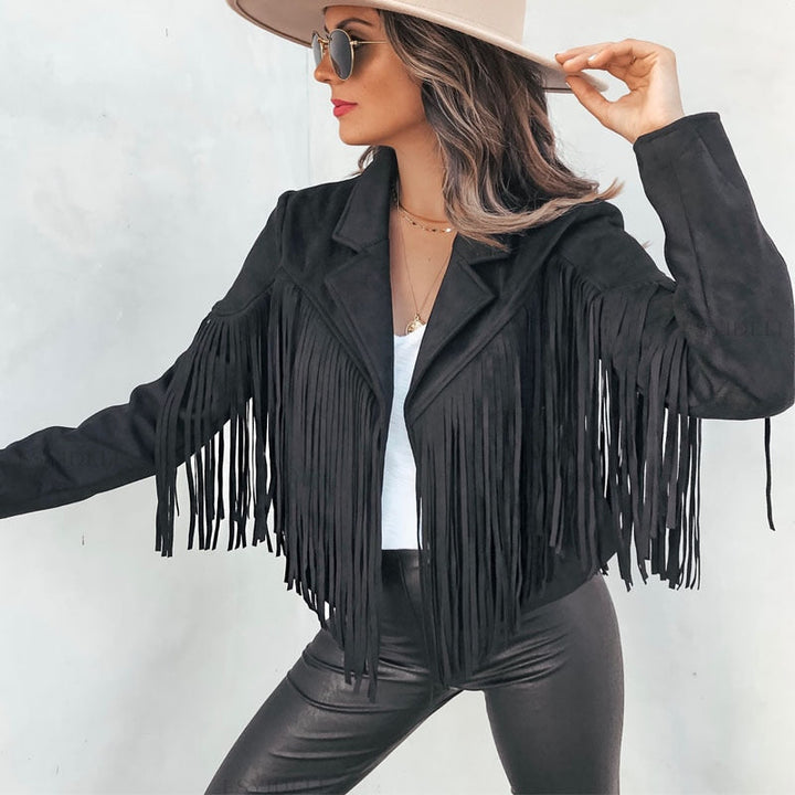 KATHERINA | Fashion Suede Fringed Jacket