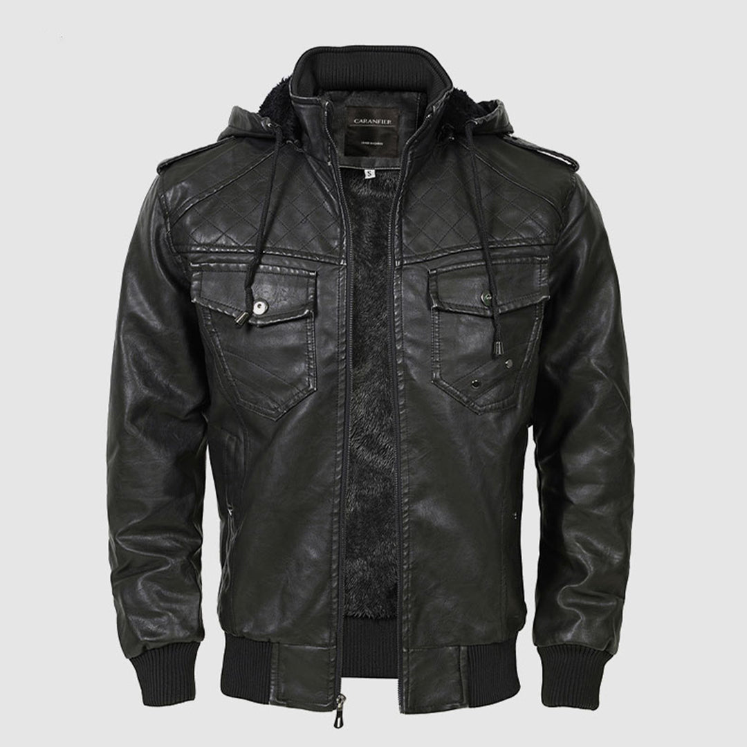 Olaf ™ | Quilted Leather Hooded Jacket