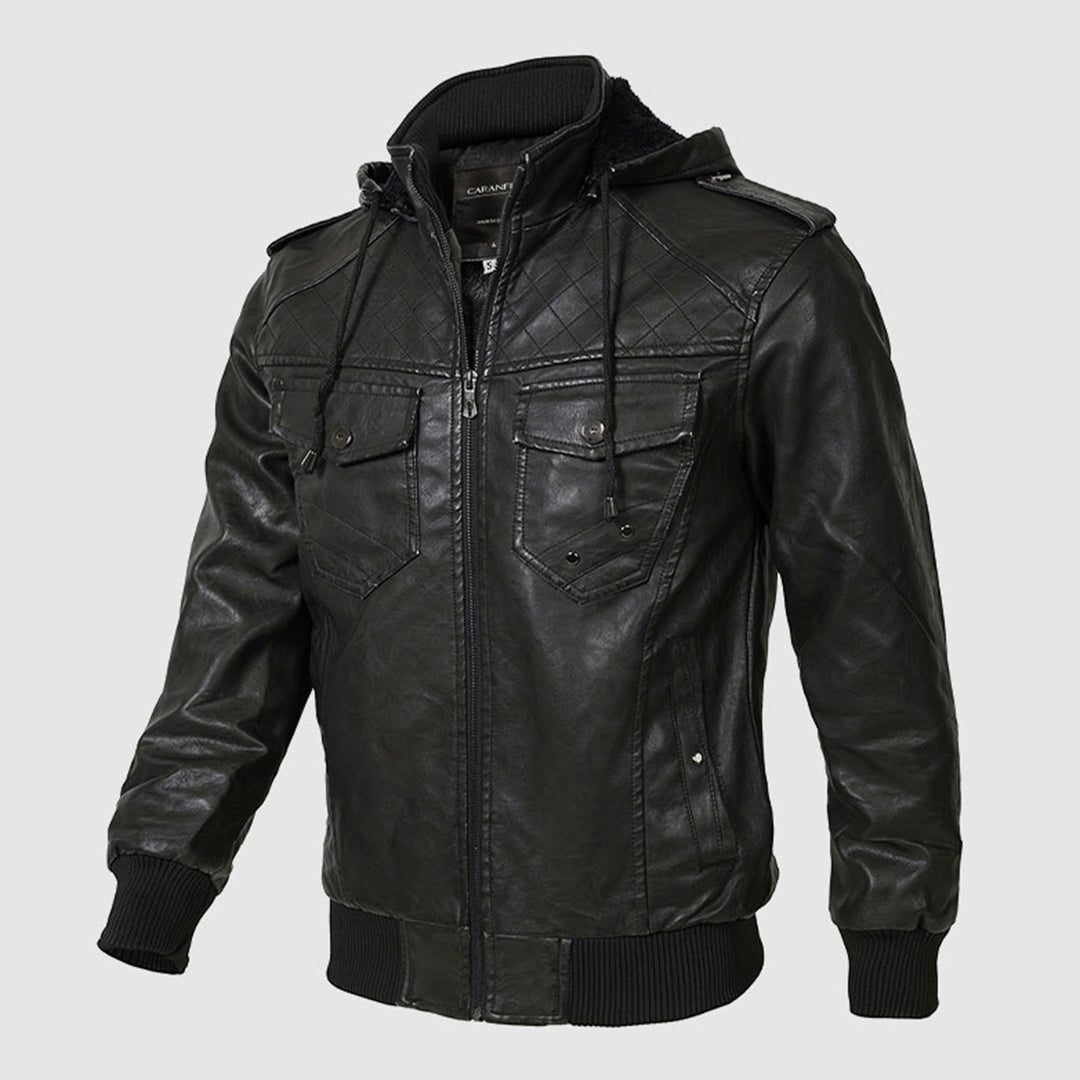 Olaf ™ | Quilted Leather Hooded Jacket