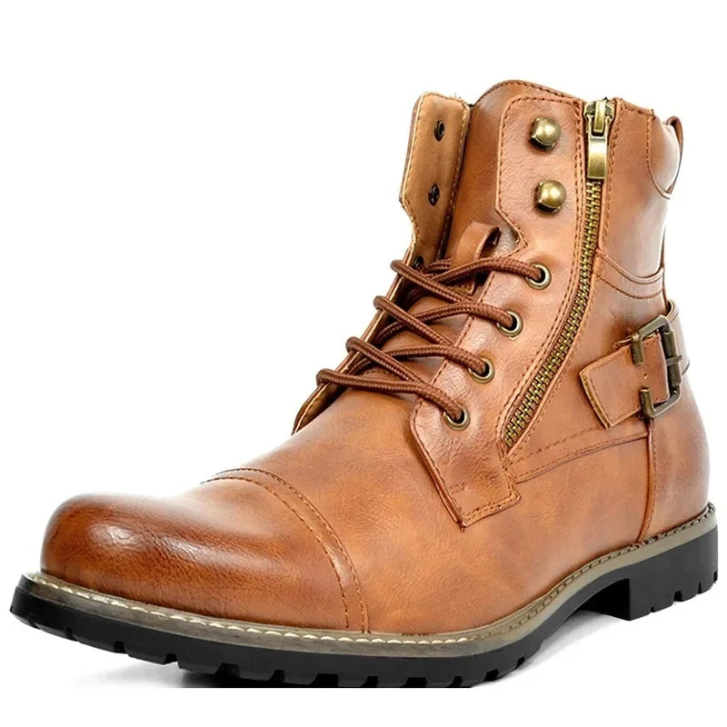 Isak ™ | Stylish Buckle and Zip Leather Boots