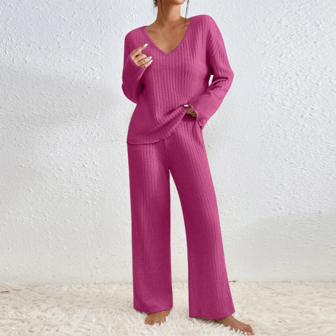 Natalie ™ | V-Neck Ribbed Knit Lounge Set