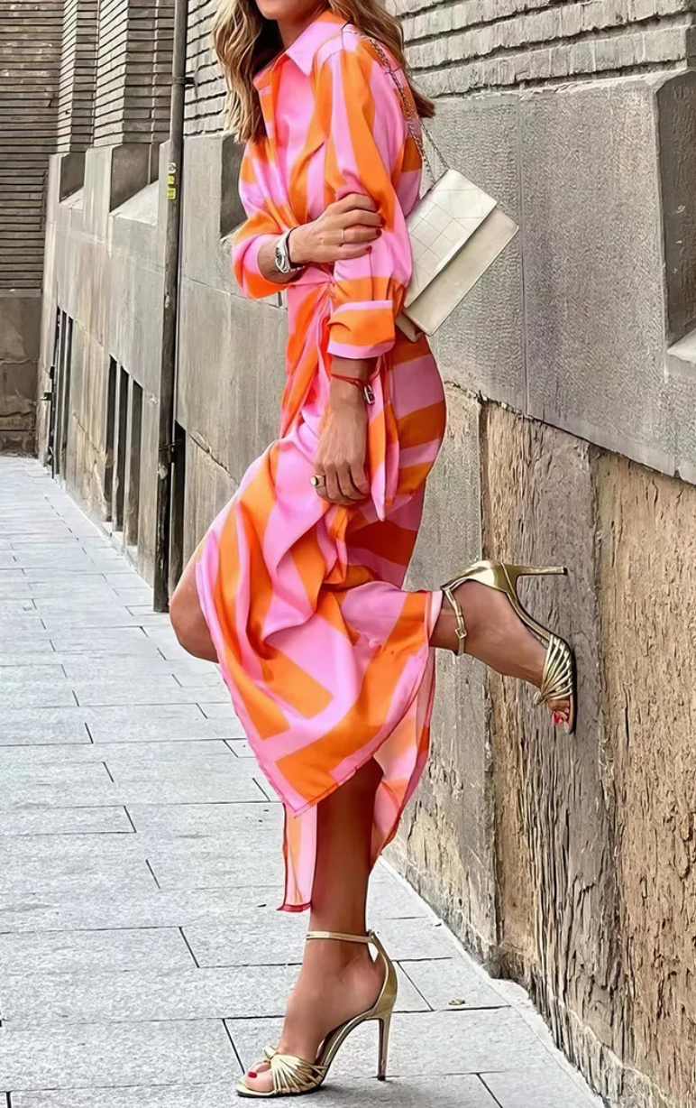 Solana™ | Elegant Striped Wrap Dress