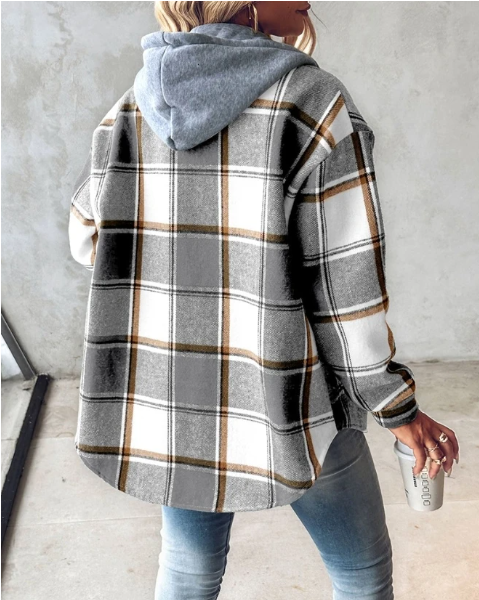 Maddie ™ | Casual Hoodie Checkered Shirt Jacket