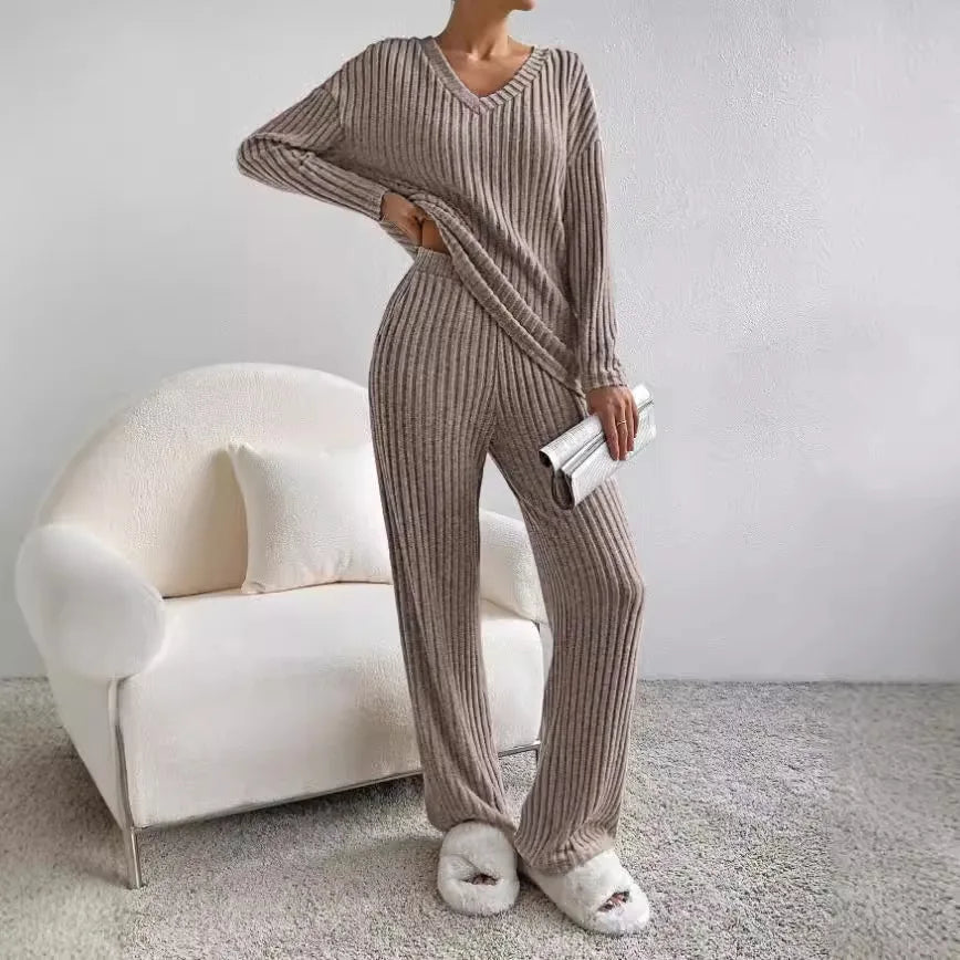 Natalie ™ | V-Neck Ribbed Knit Lounge Set