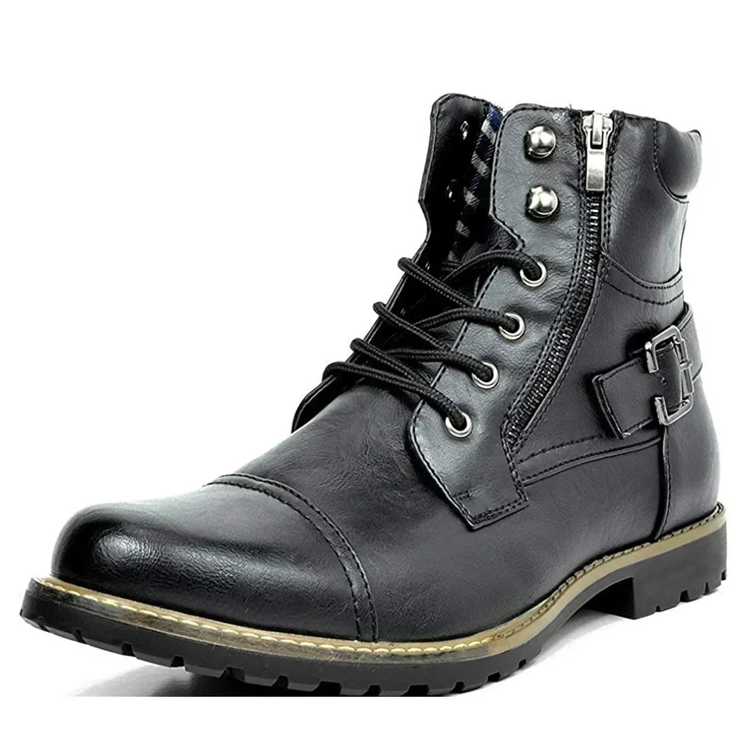 Isak ™ | Stylish Buckle and Zip Leather Boots