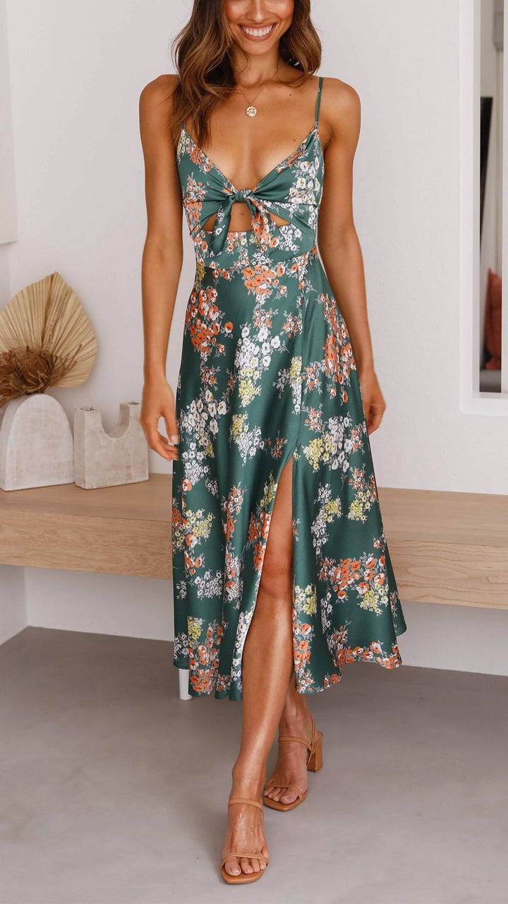 Eleanor ™ | Floral Tie-Front Maxi Dress