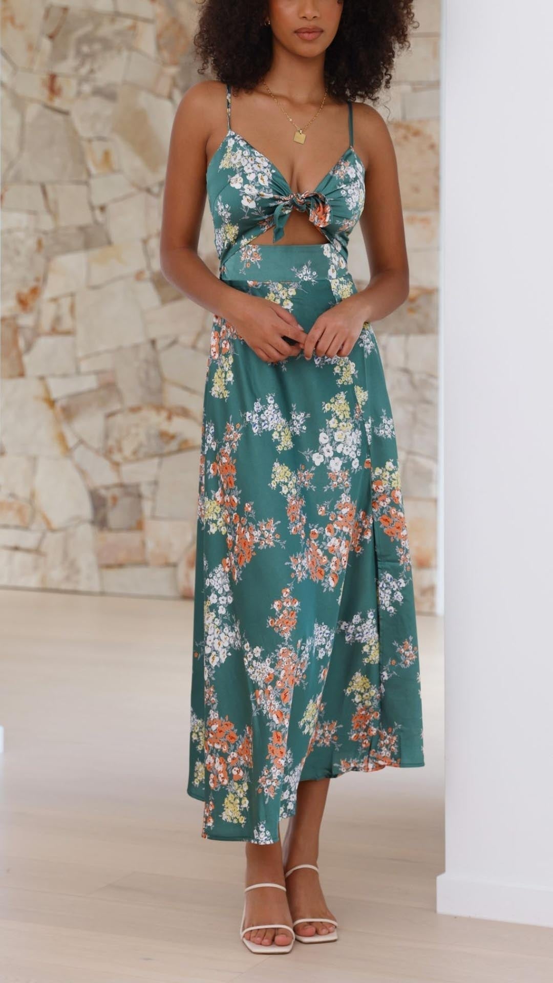 Eleanor ™ | Floral Tie-Front Maxi Dress