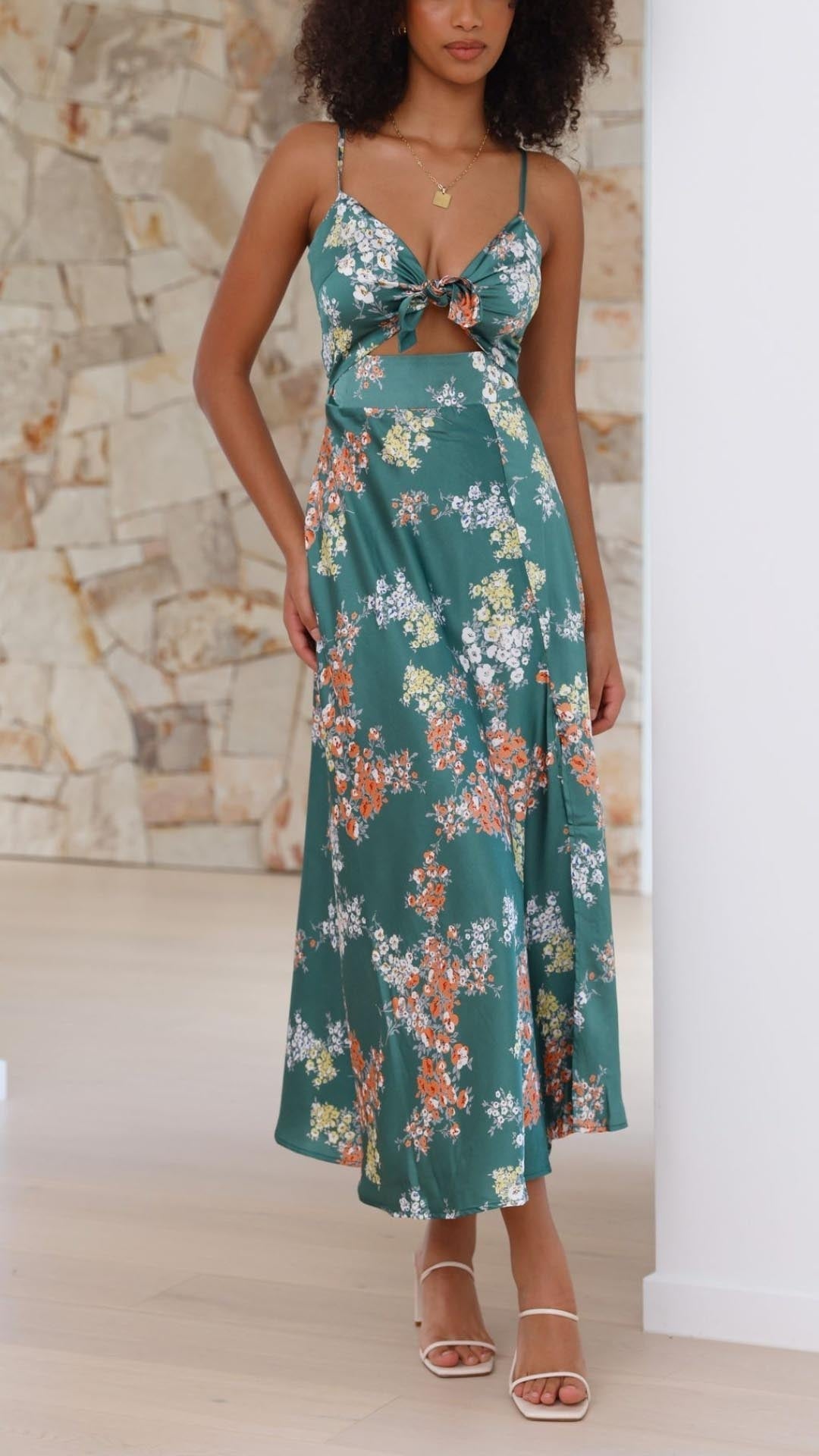 Eleanor ™ | Floral Tie-Front Maxi Dress