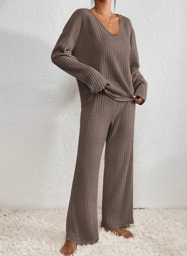 Natalie ™ | V-Neck Ribbed Knit Lounge Set