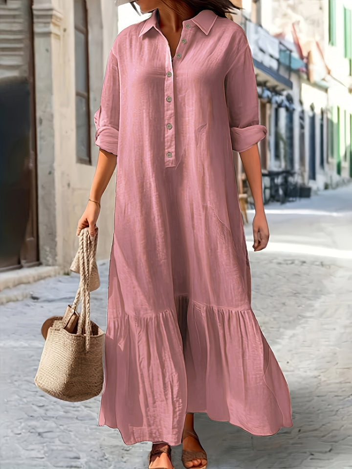 Lyra™ | Stylish Loose-Fit Button Down Maxi Dress