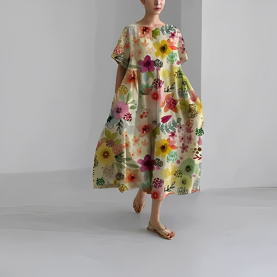 Claire™ | Bohemian Floral Print Dress