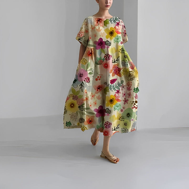 Claire™ | Bohemian Floral Print Dress