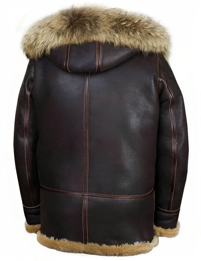 Edvard ™ | Classic Leather Shearling Hooded Jacket