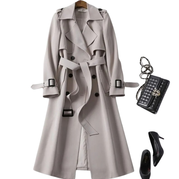 Christai | Women's Long Trench Coat | Buttoned Down Jacket