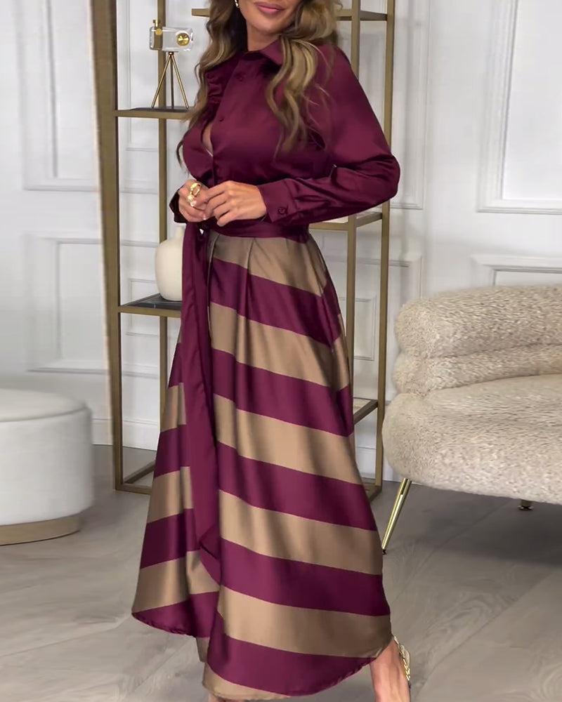 Sophie ™ | Stylish Striped Belted Maxi Dress