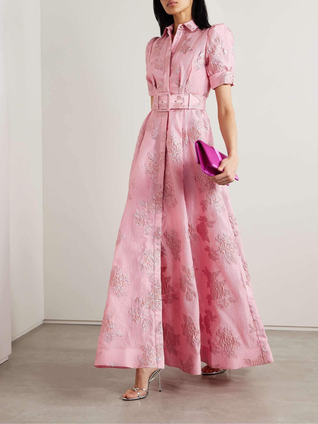 Lily ™ | Elegant Pink Belted Maxi Dress