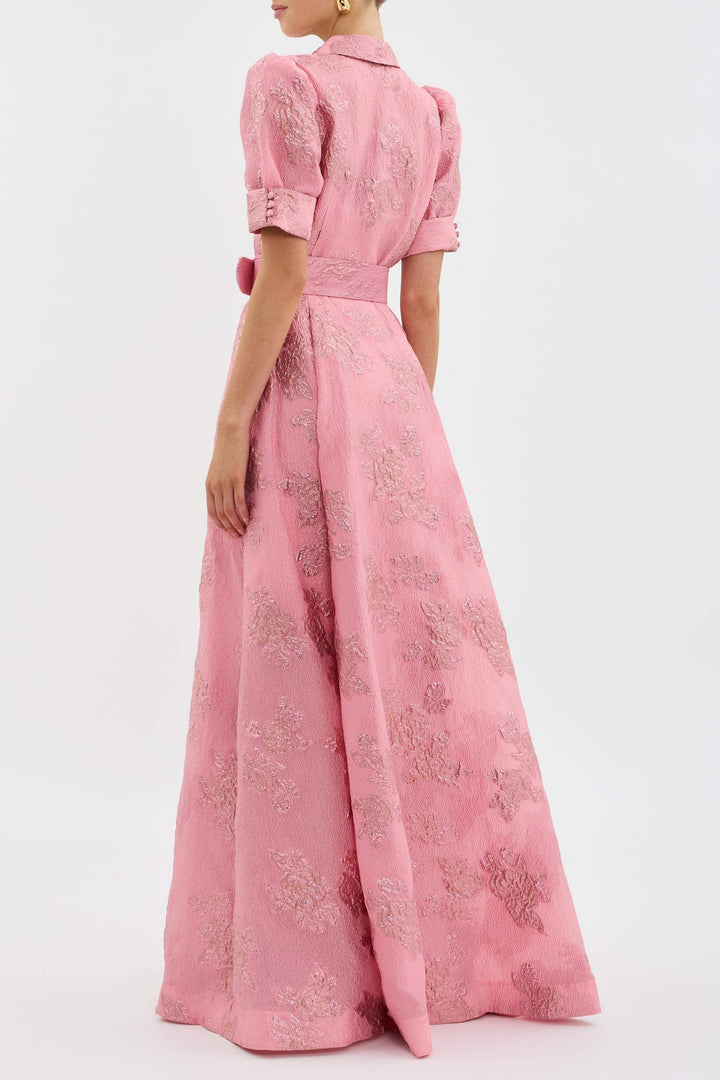 Lily ™ | Elegant Pink Belted Maxi Dress