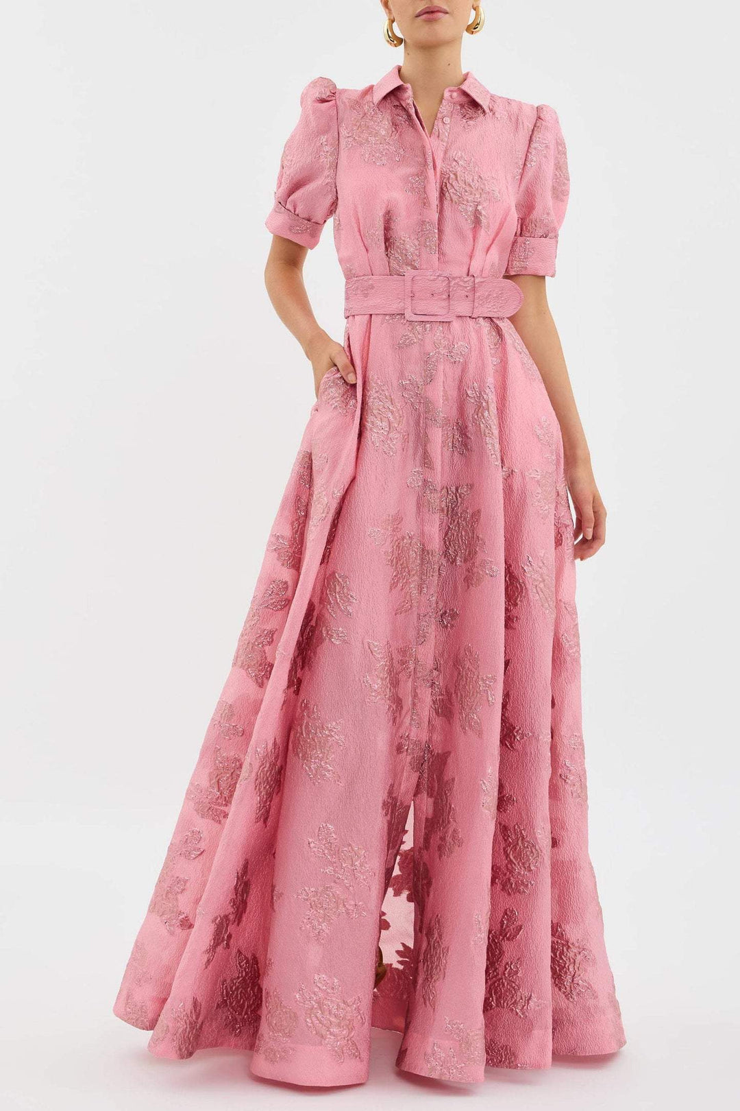 Lily ™ | Elegant Pink Belted Maxi Dress