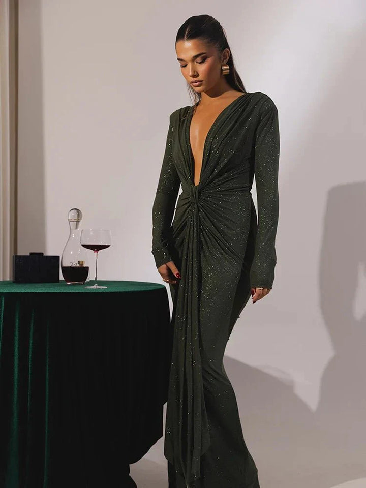 Sophie™ | Glitter V-Neck Maxi Dress