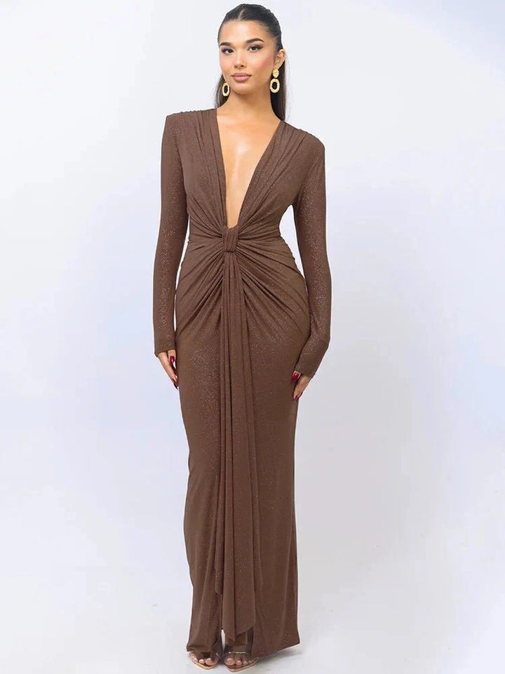 Sophie™ | Glitter V-Neck Maxi Dress